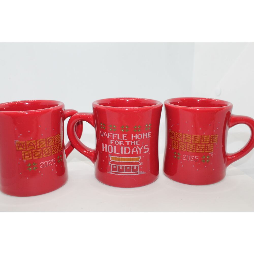 Waffle House 2025 Christmas Coffee Mugs set of 3